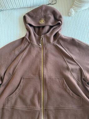 lululemon athletica Brown (Java) Full Zip-Up Hoodie with Gold Logo